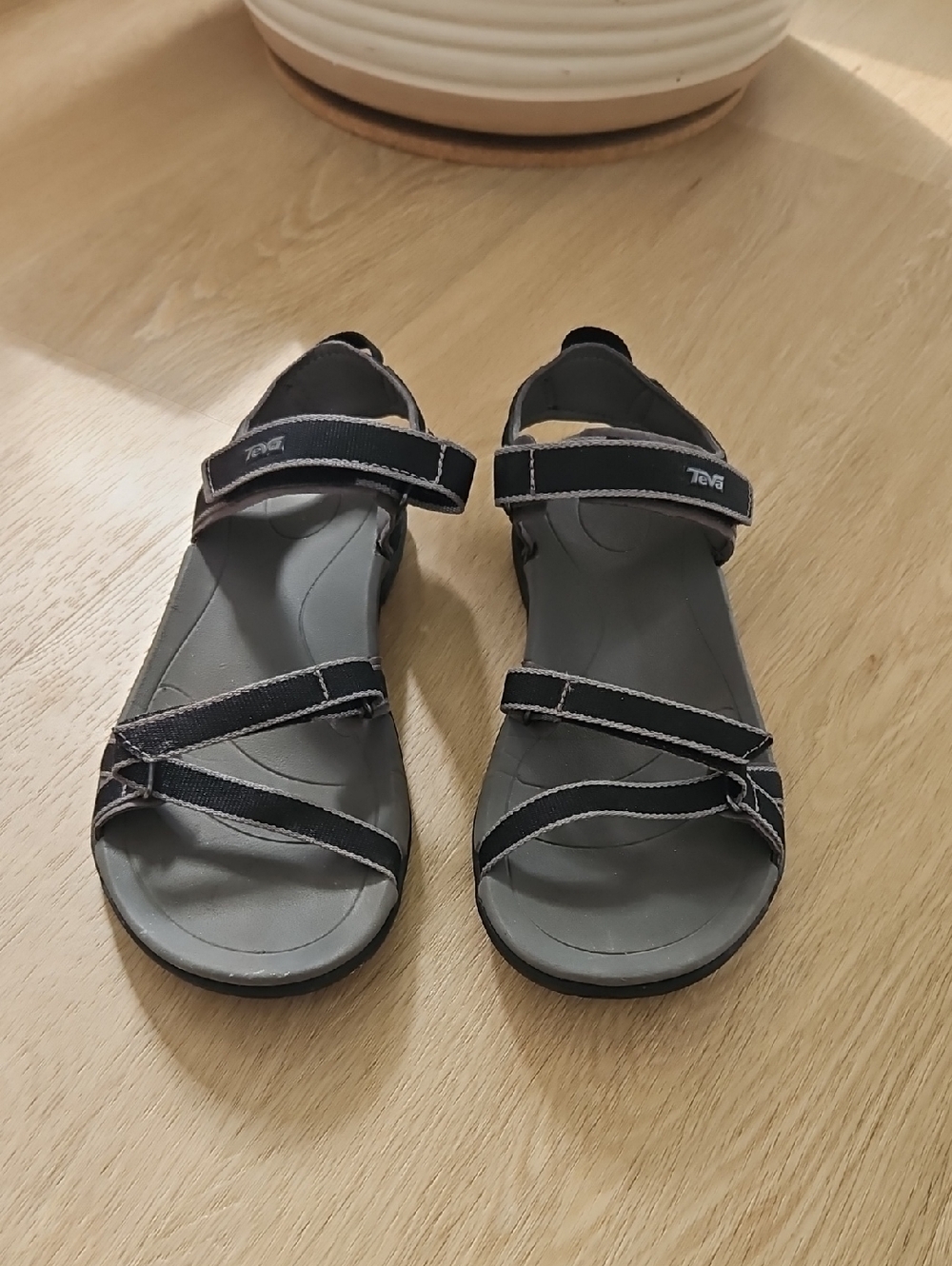 Teva Women's Black and Gray Outdoor Strappy Sandals